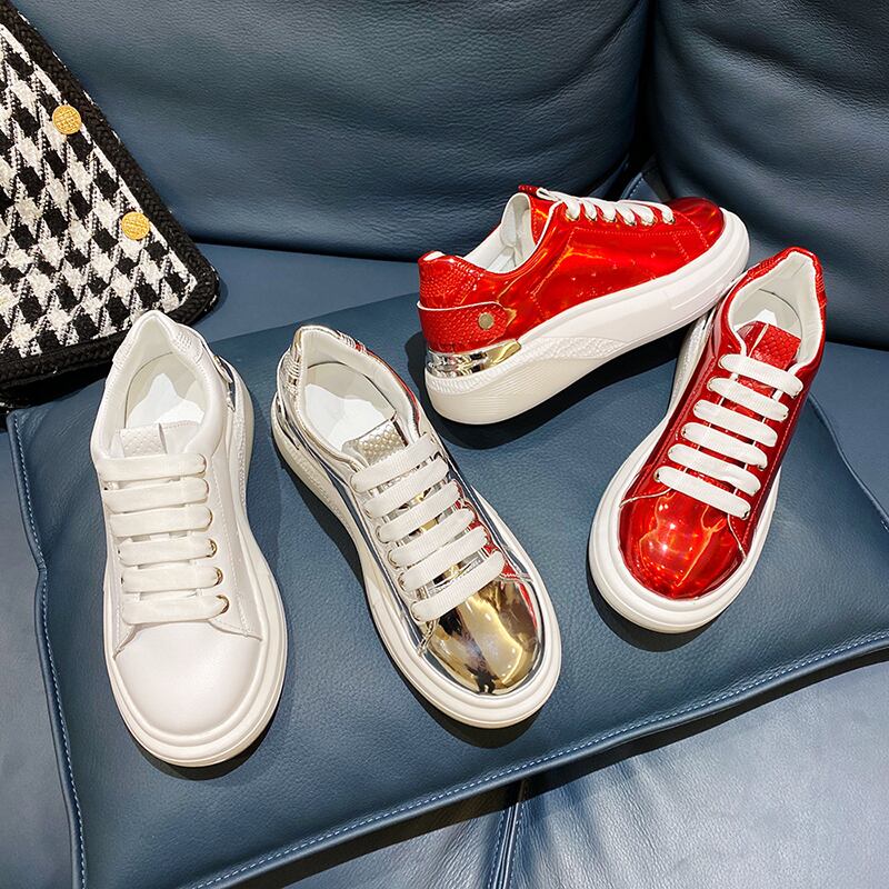 スタイルカジュアルスプリングレッドレザーカラーホワイト 靴 シューズ 春物 ラウンドトー フェイクシューズ58004022812