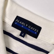 PEARLY GATES GOLF パーリーゲイツ ゴルフ ボーダー 鹿の子 半袖 ポロシャツ 4/ネイビー×ホワイト メンズ