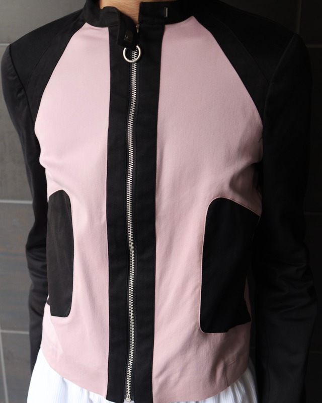 bicolor zip up blouson
