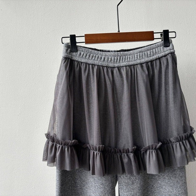 tulle-layered flare pants　J00410