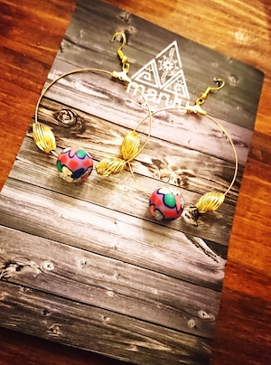 Japanese pattern Beads Hoop Earrings