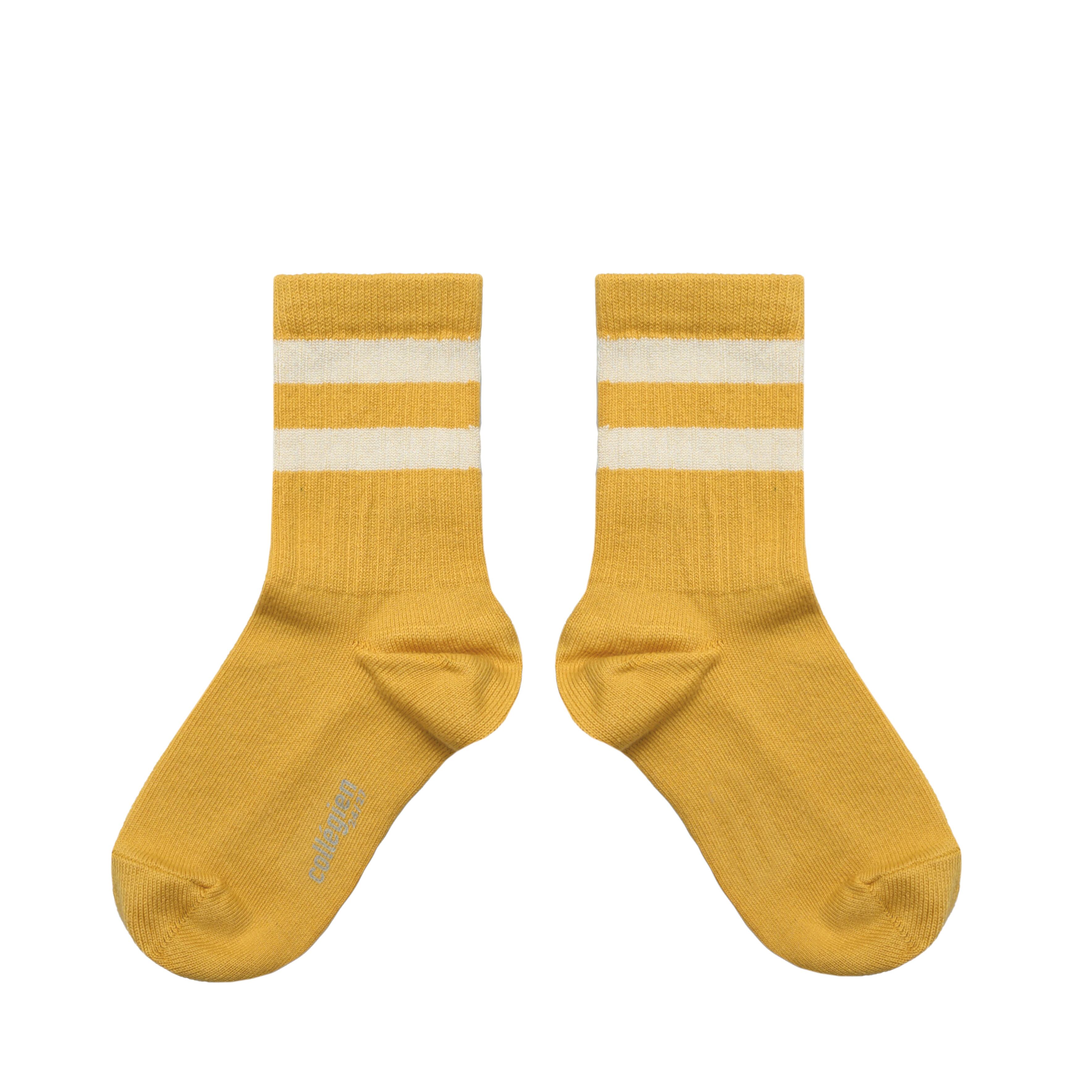 【collegien】Nico - Ribbed Varsity Crew Socks - Camomille