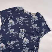Crocodile クロコダイル 花柄 フローラル 半袖 カットソー ブラウス M /ネイビー系 レディース
