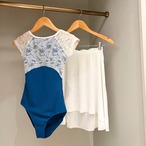 【即納】レースブラン ラグランレオタード グレーグリーンM　L1195