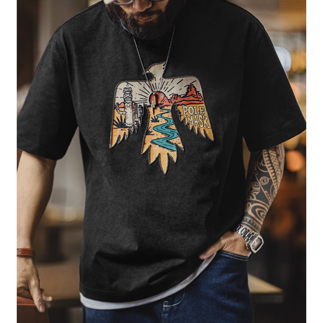 ラウンドネックボックスシルエットプリントTシャツ A18931