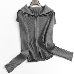 Double zipper slim rib knit　TO0674