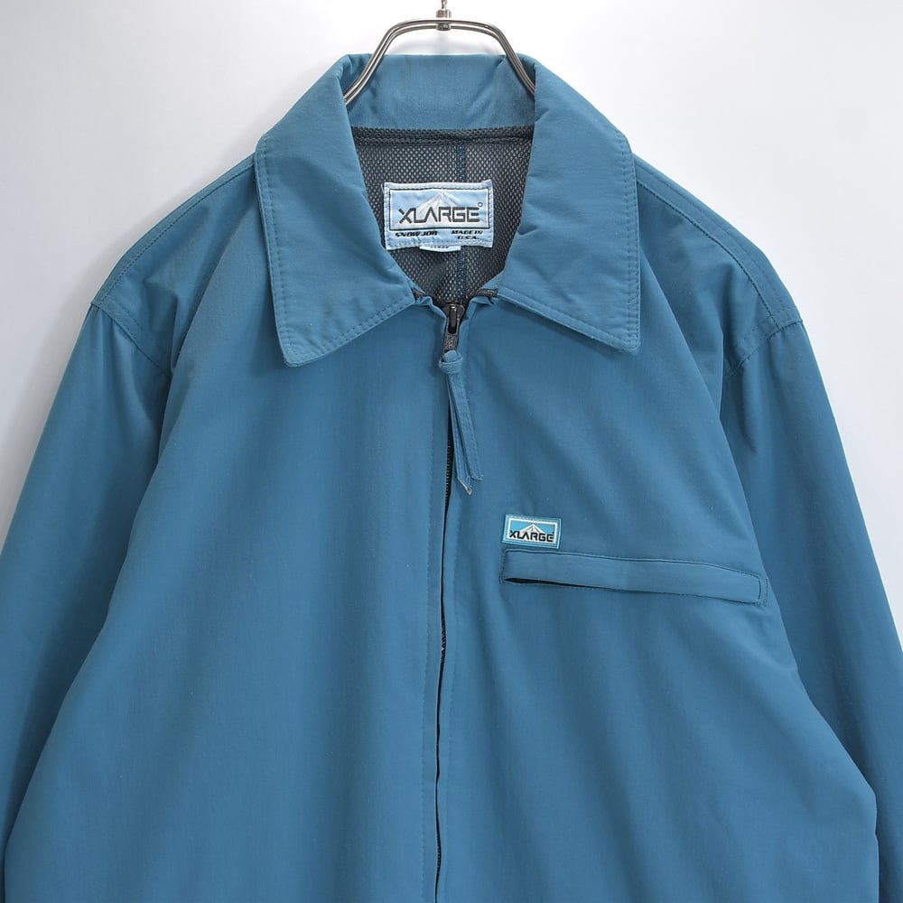 90s USA製 XLARGE エクストララージ ナイロンジャケット SNOW JOB ラバーロゴ ストリート ブルーグレー USED ヴィンテージ ビンテージ 古着 メンズ Lサイズ