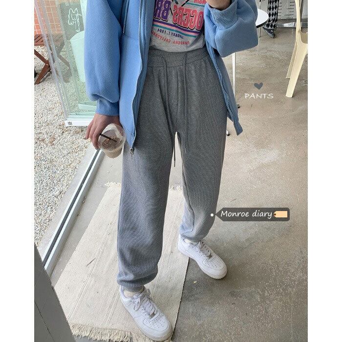 グレーパンツ ルーズカジュアルハイウェスト薄手 モンロー94166233423