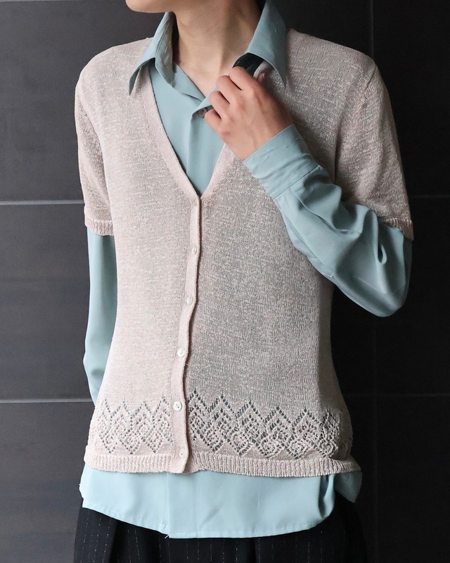 coloring sheer half sleeve cardigan