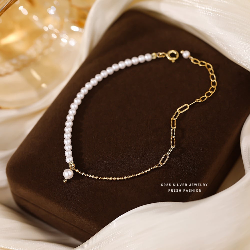 K18 18金 2連 淡水パール 最高 ブレスレット ステーションブレスレット