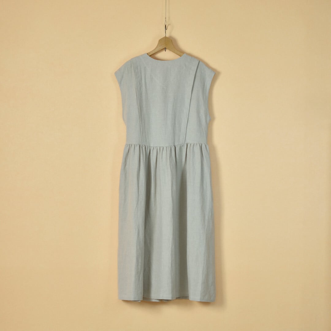 MAGALI マガリ ブラッシュドベルギーリネン・カシュクール風 ワンピース・オートミール