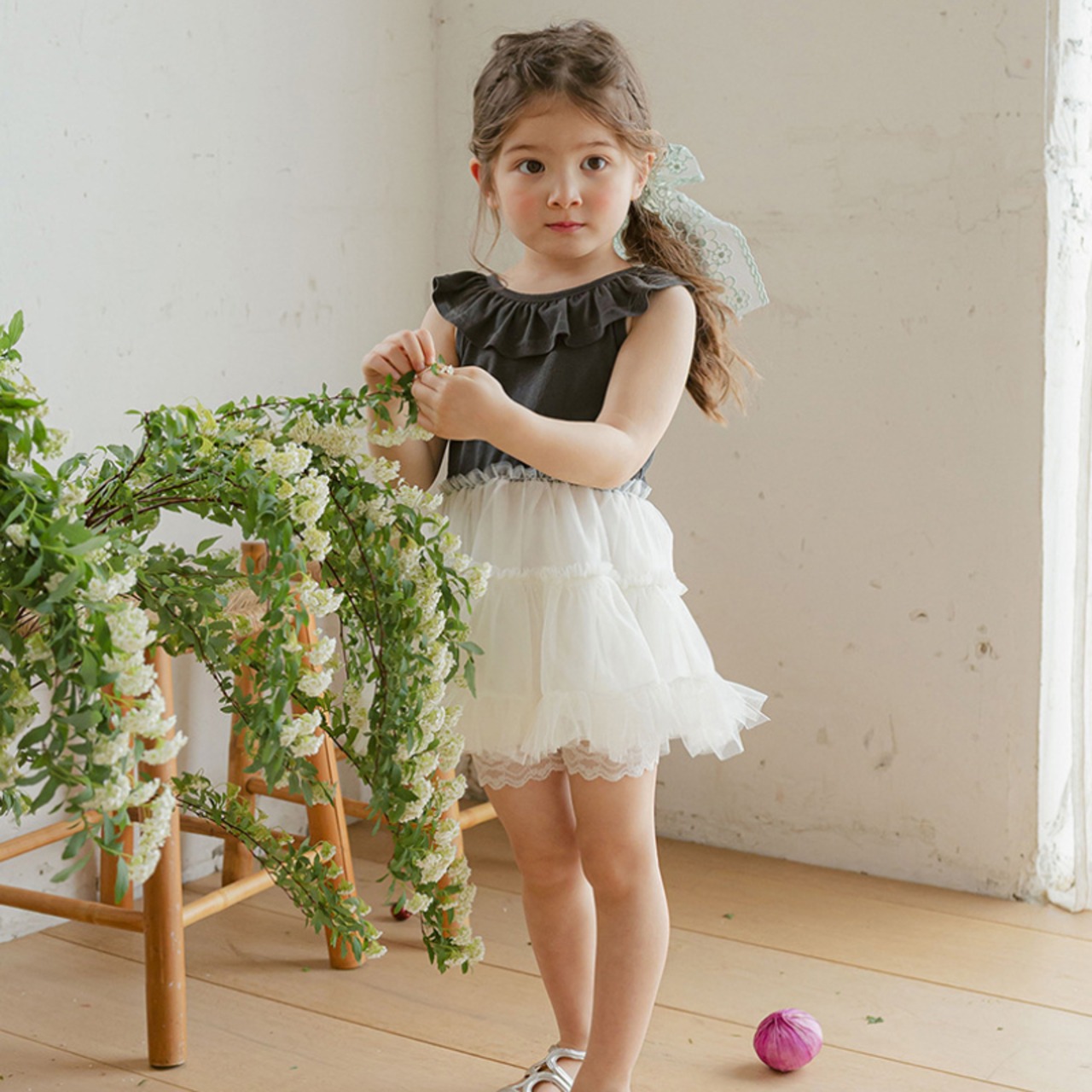 夏パッチワークメッシュワンピース