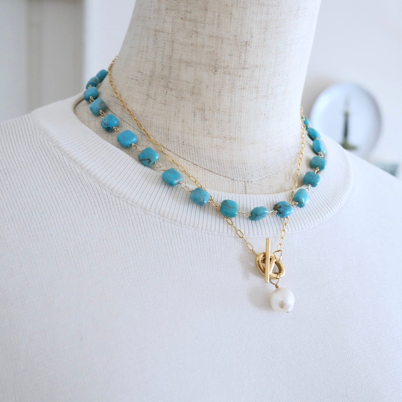 Square Tuquoise Necklase | koaniani
