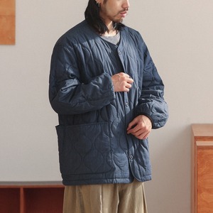 デニムライク キルティング ノーカラーブルゾン a-1219