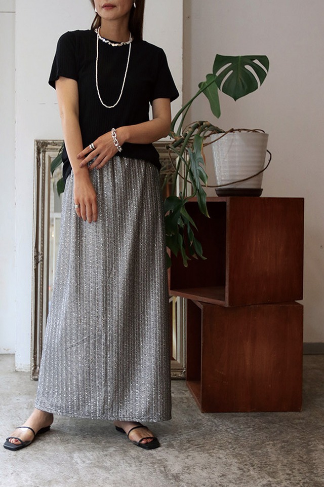 METALLIC LONG SKIRT(4S35002K)