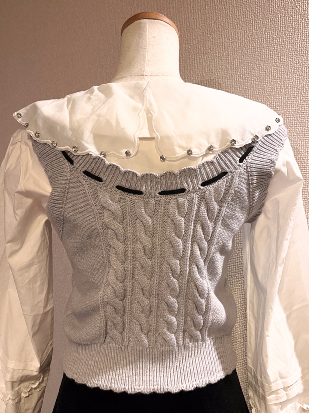 ケーブルニットリボンベスト LK1501