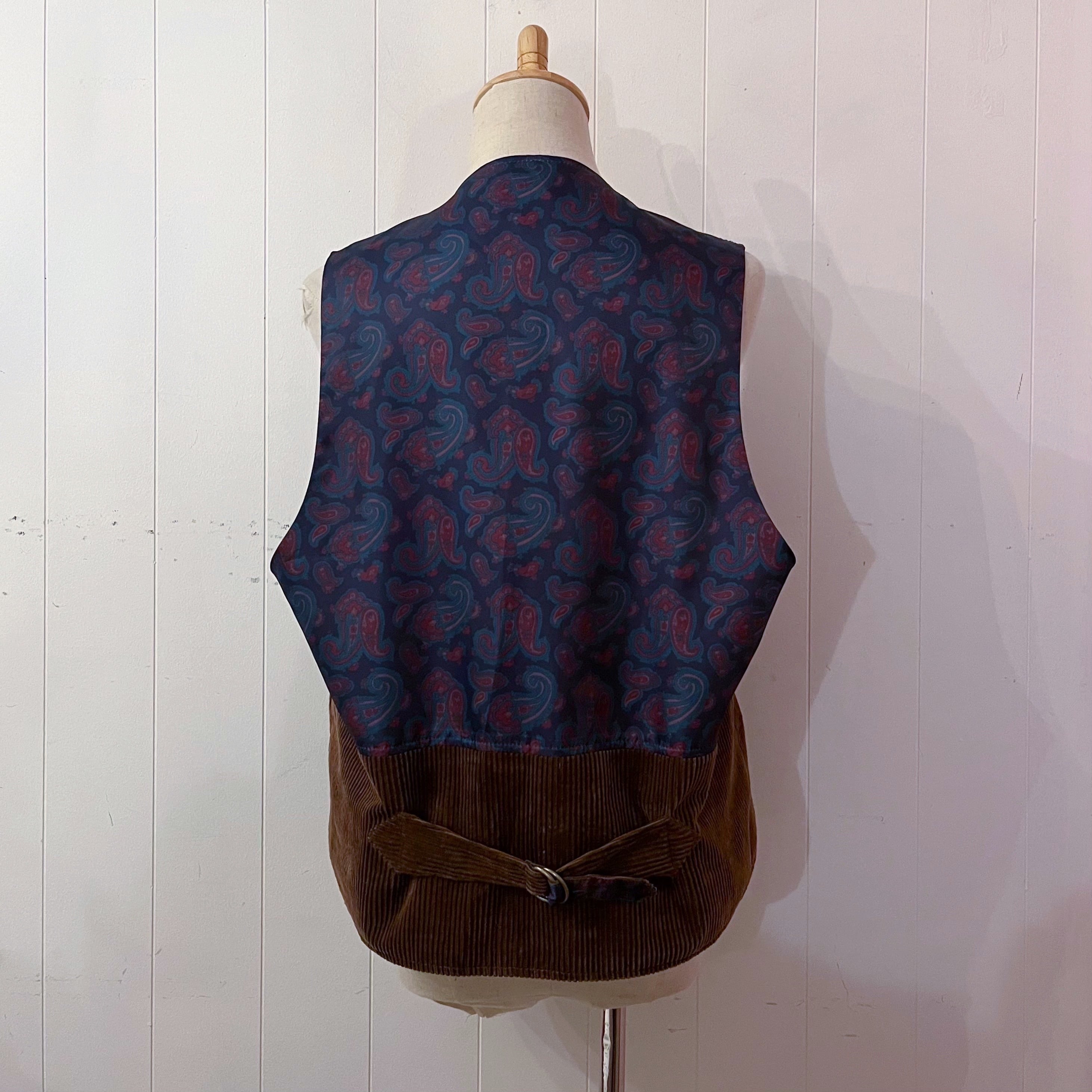 brown corduroy paisley liner vest