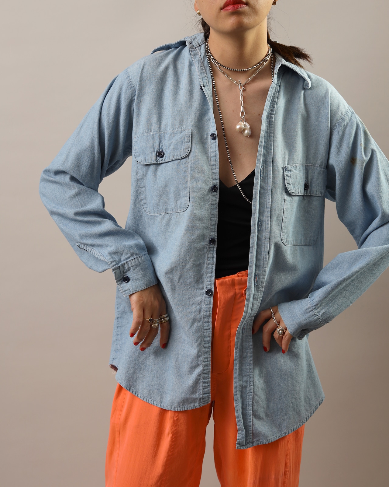 1970-80's C.R.Anthony Co. BUCKHIDE / Hand Embroidery Shirt