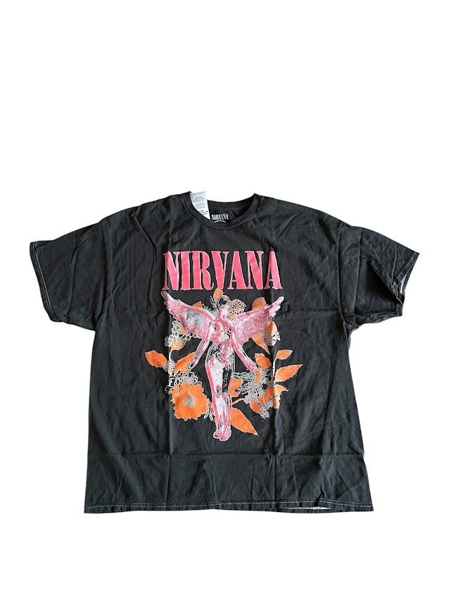 NIRVANA UTERO 花柄Tシャツ 黒 オフィシャル ビッグシルエット レア