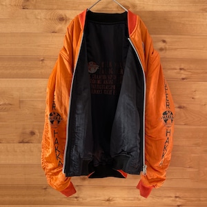 【SUPER HAKKA】80s 日本製 MA1 リバーシブル フライトジャケット 袖プリント 刺繍ロゴ バックロゴ  古着