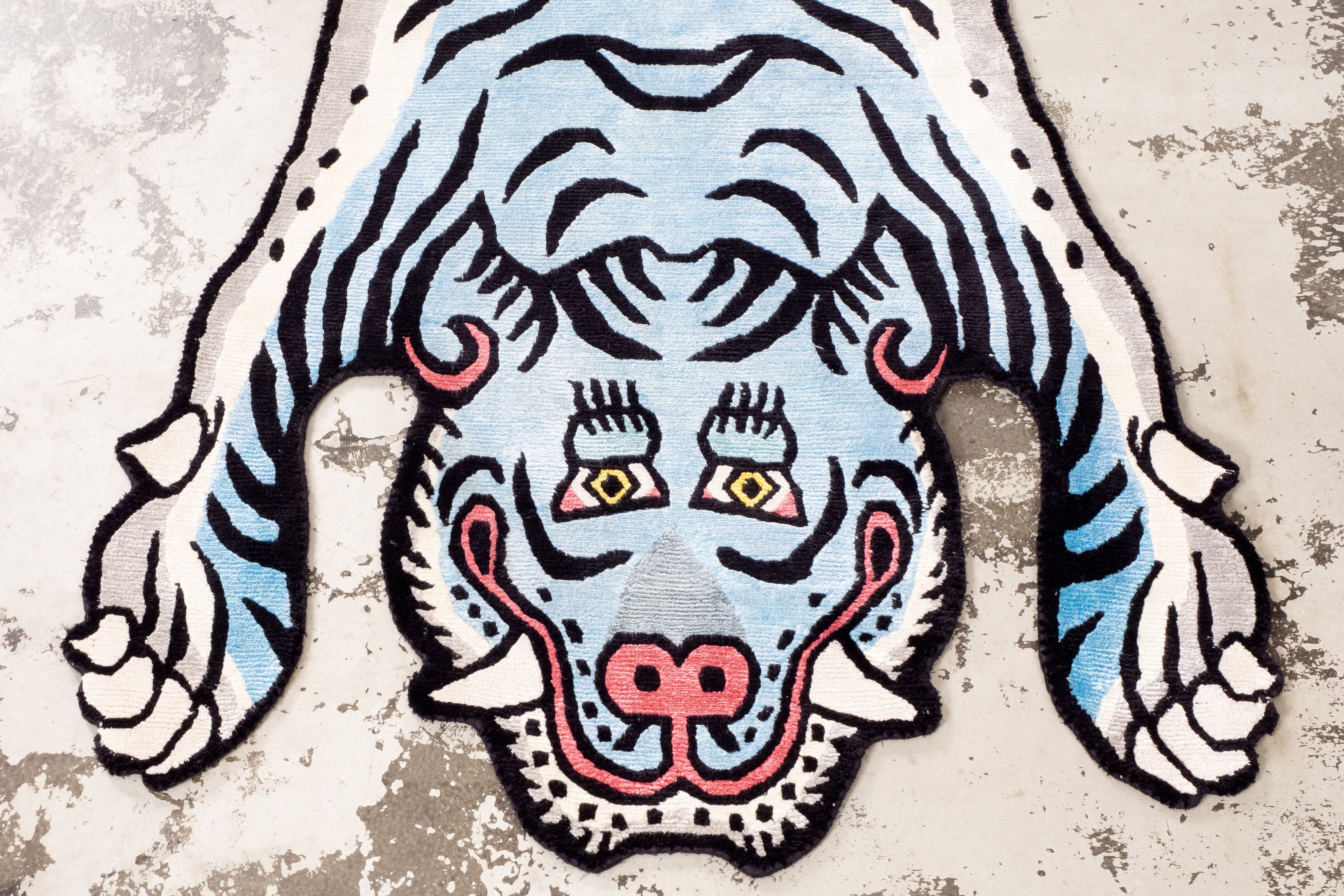 Tibetan Tiger Rug 《Mサイズ•シルク•オリジナル1•ブルー129》チベタン