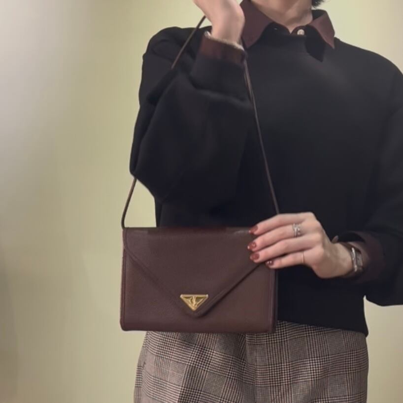 美品✨希少 Yves Saint Laurent ダークブラウン ハンドバッグ Yves Saint Laurent イヴ・サンローラン ハンドバッグ ブラウン YSL