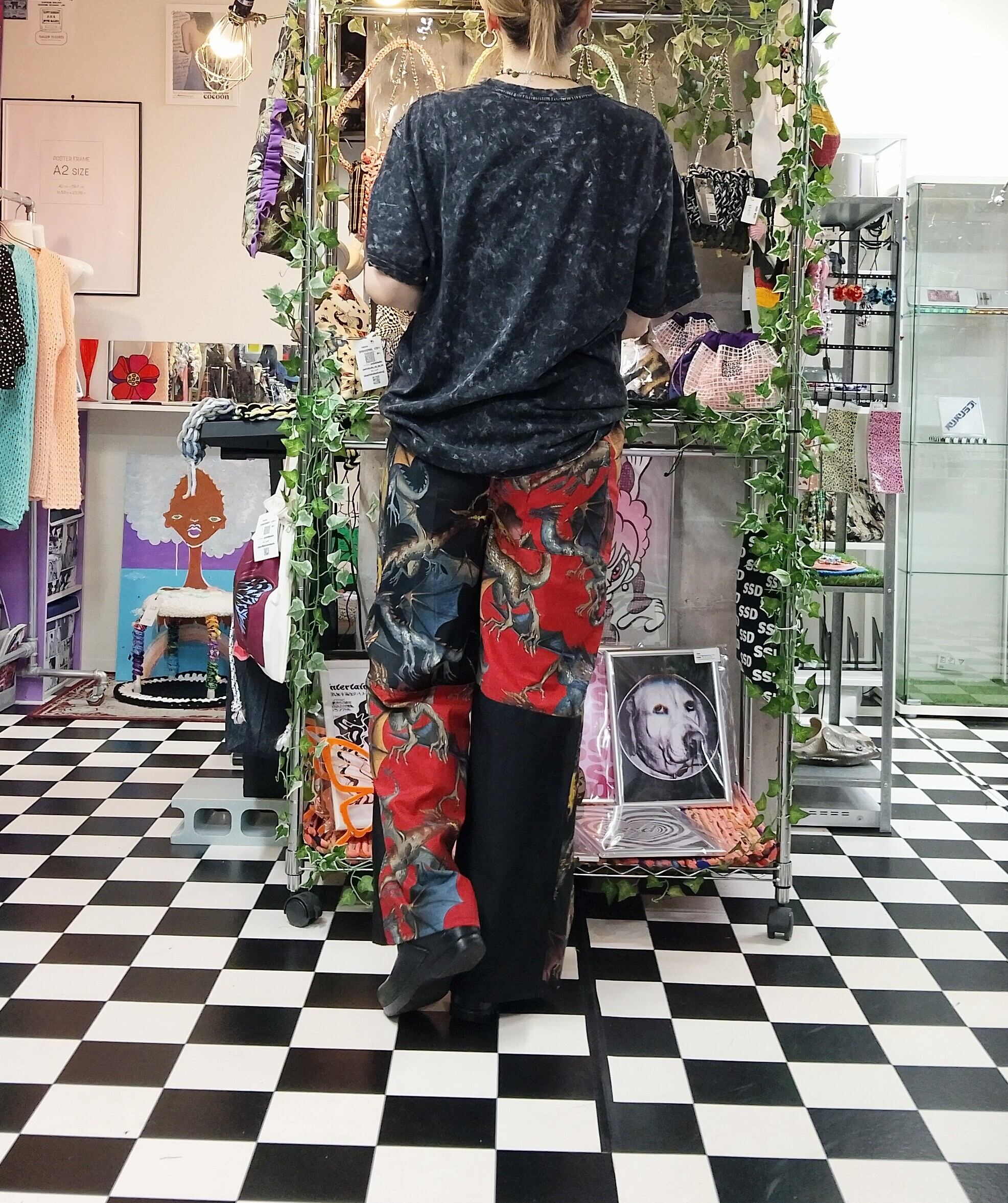 USAcotton　ドラゴンミックス　ワイドパンツ USAcotton ドラゴンミックス ワイドパンツ | swivel slum dive