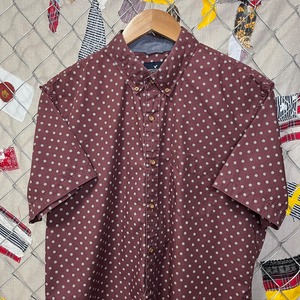 AMERICAN EAGLE　半袖シャツ　花柄シャツ　メンズXL相当　ワインレッド　メンズ　レディース