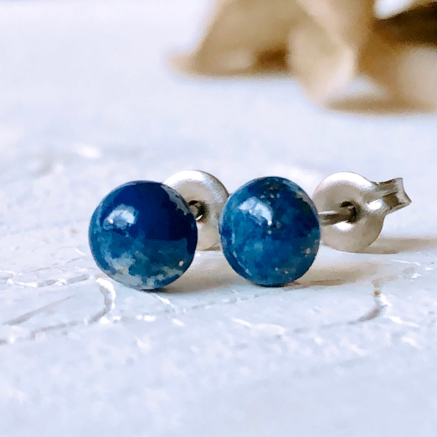 619 天然石　ラピスラズリ　6㎜　瑠璃　ピアス　イヤリング 619 天然石 ラピスラズリ 6㎜ 瑠璃 ピアス イヤリング