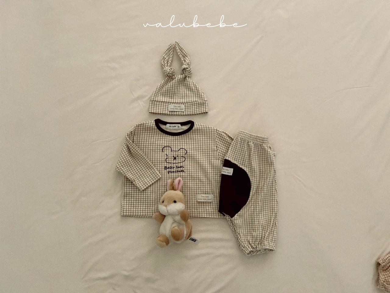 【valu bebe】格子チェックベアT brown check 60〜90cm【240201va】 - 3