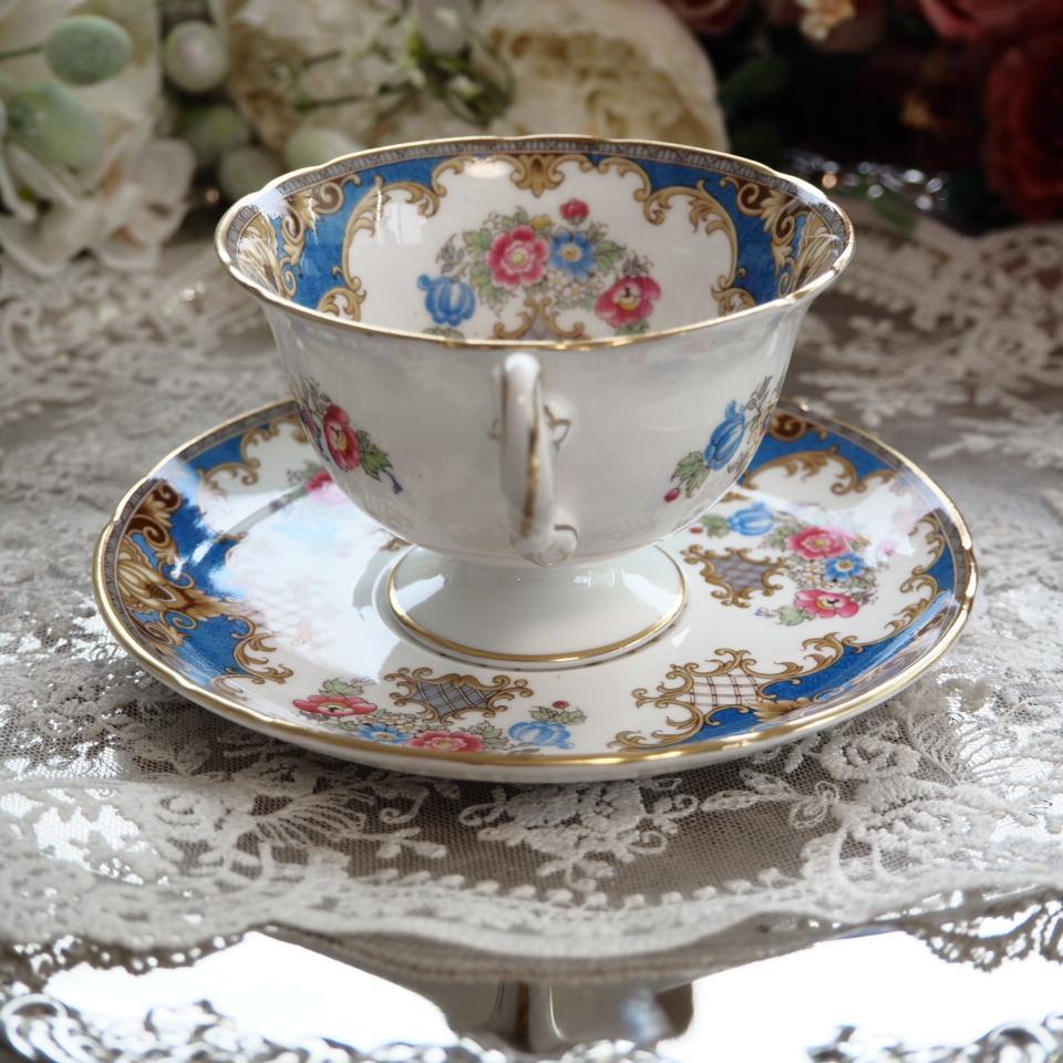 美品】英国シェリーShelleyシェラトン 絵柄が華やかなカップ＆ソーサー
