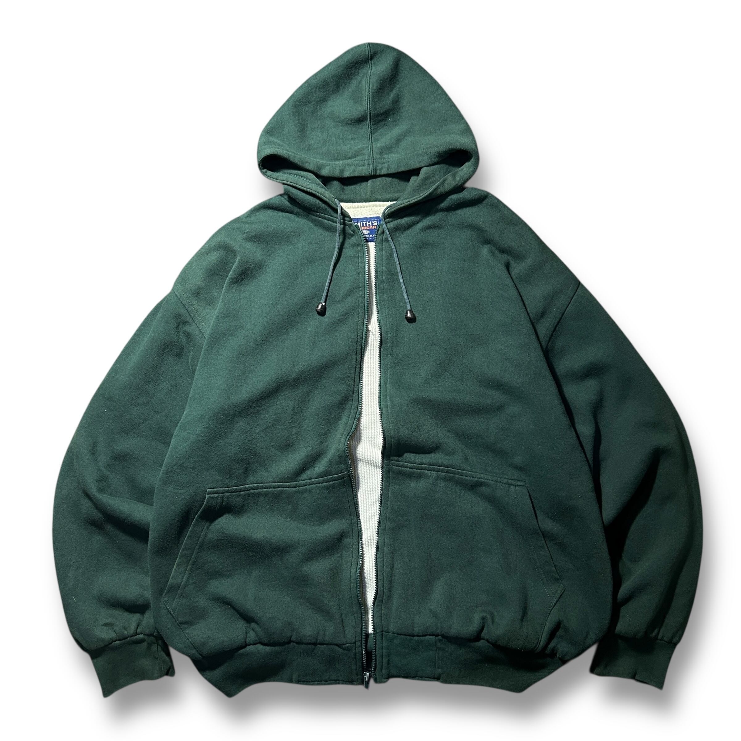 BIG SIZE Double Face Zip Up Hoodie 古着 サーマル フーディ ジップ
