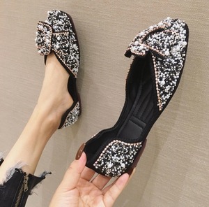 Glitter ribbon pumps（round）