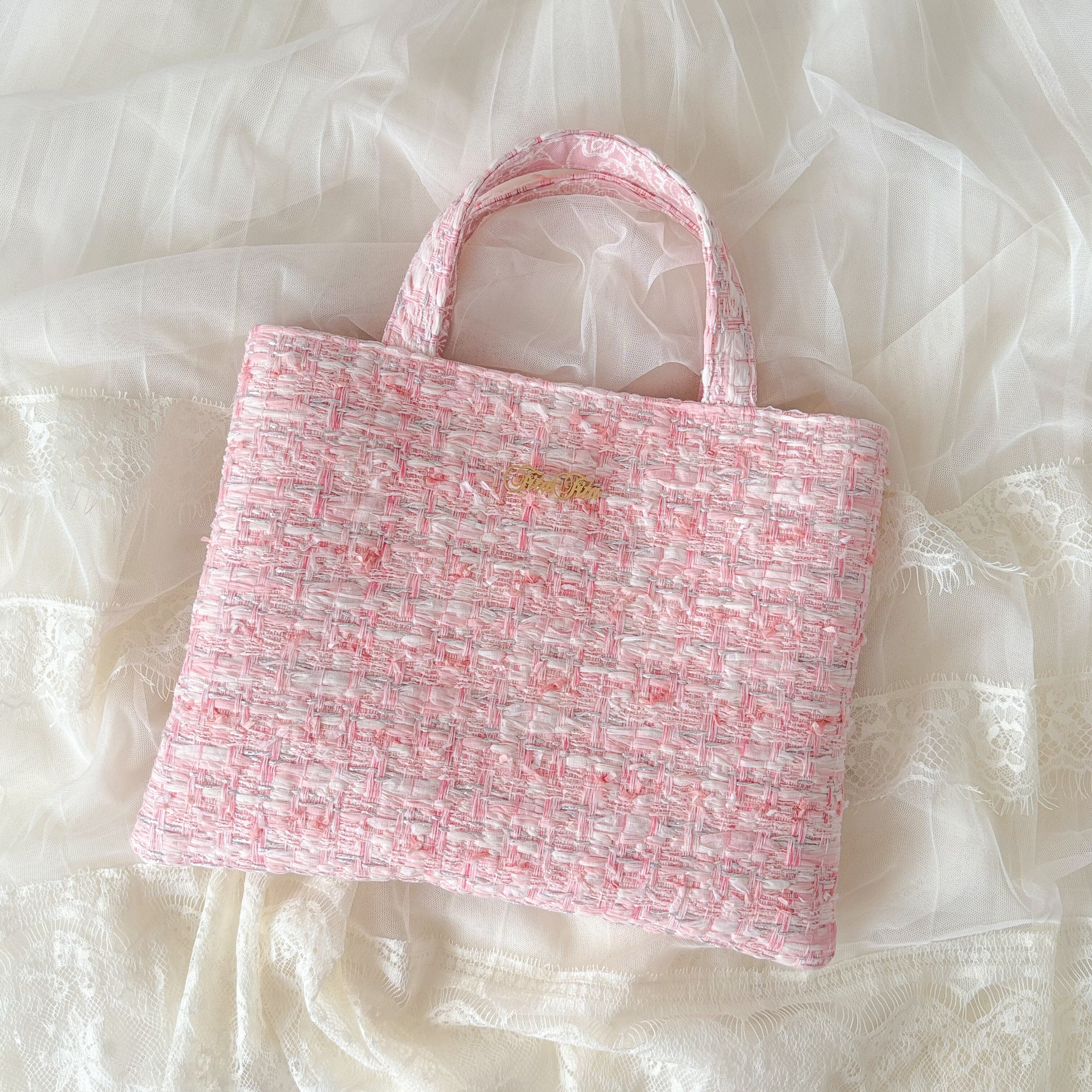 fitafita青系ツイードトートバッグ Fita Fita フリル付ツイード