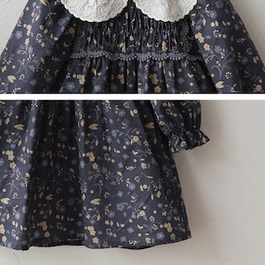 秋レトロ花柄レースカラーワンピース3色