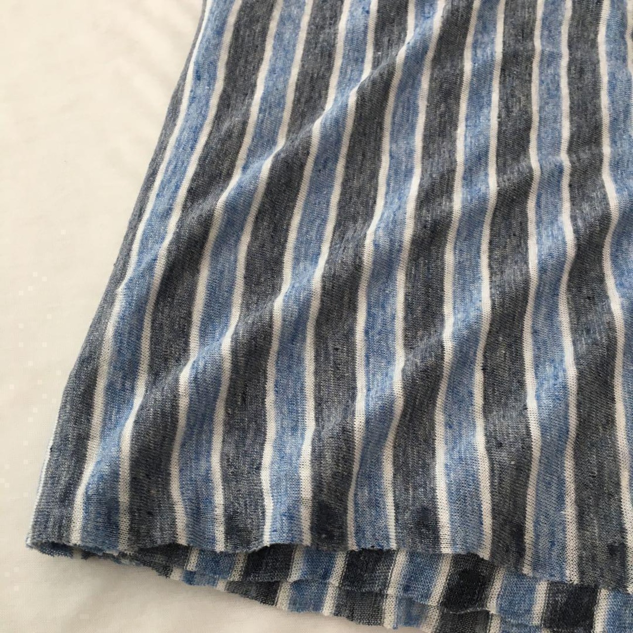 麻100%スペックボーダーニット生地-290㎝-curl tricot　2FX/5191●