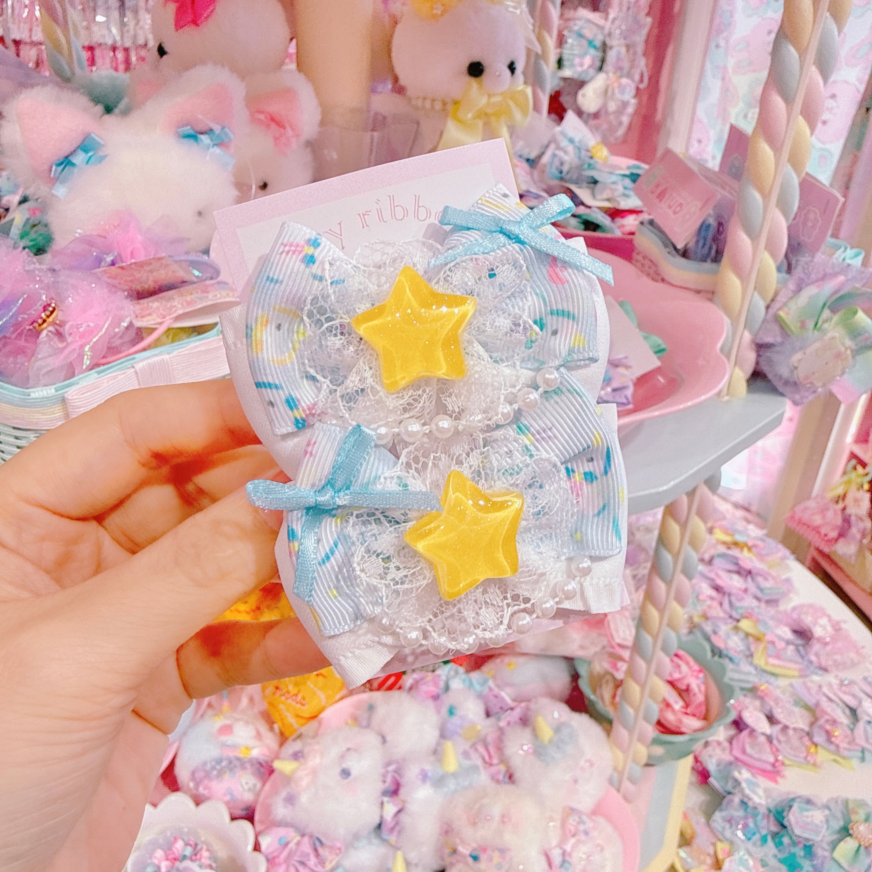 【F7】68-3ツインリボンヘアクリップ