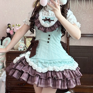 ゆめかわ♡ウエストリボン＆バックリボン付きチョコミントセットアップ　set41★