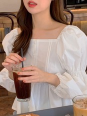 フレンチスクエアネック ブラウス_765911