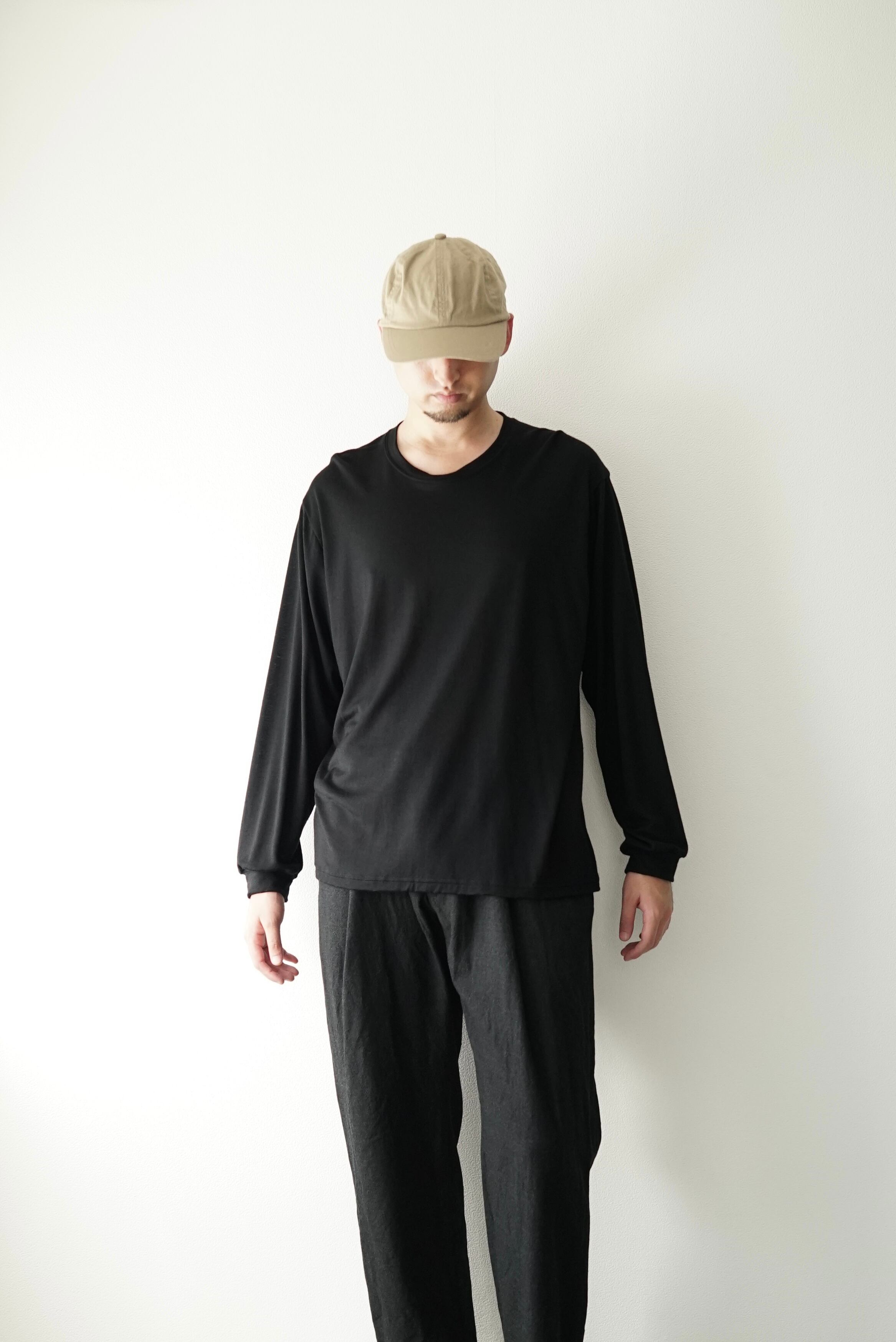 Super120s Washable Wool Jersey Oversized L/S Tee（BLACK） | C O L I N A  powered by BASE