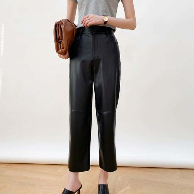 PUレザークロップドパンツ　21538