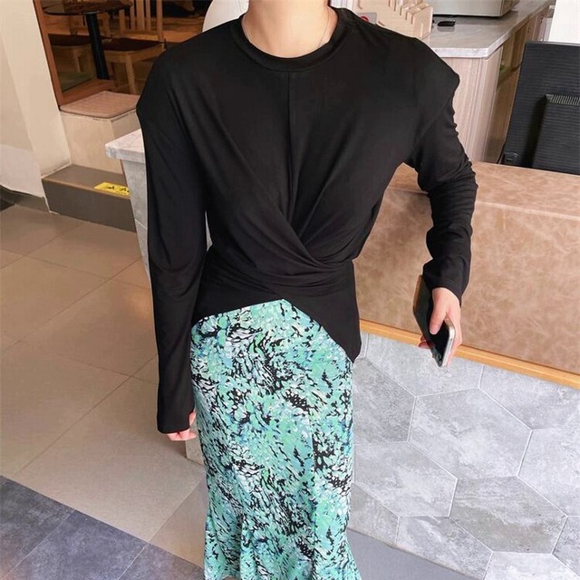 waist cross long t-shirt