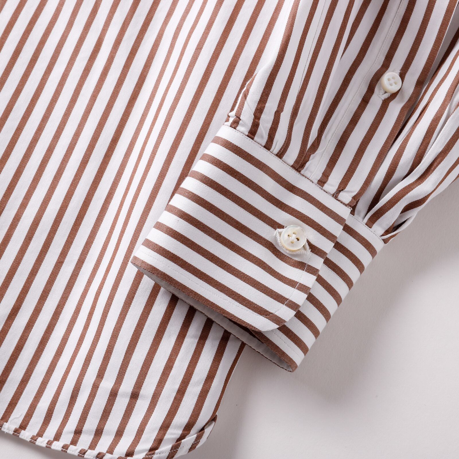 極美品】BORRELLI cotton stripe shirt made in Italy brown mint
