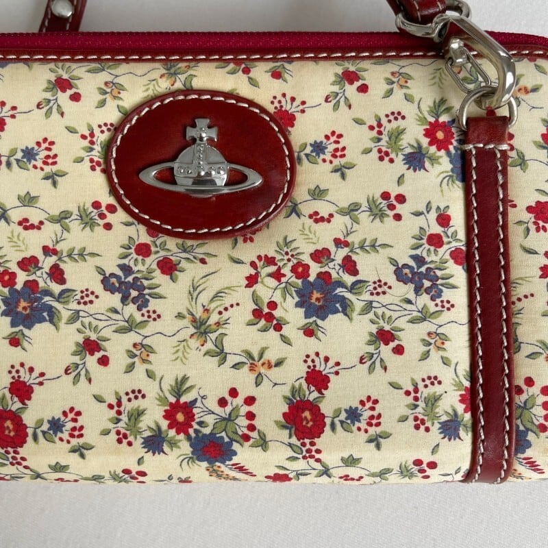 ヴィヴィアンウエストウッド ヴィンテージ アンティークリアルレザー ウォレット ショルダーバッグ (Vivienne Westwood Flowers  Wallet Crossbody Bag)