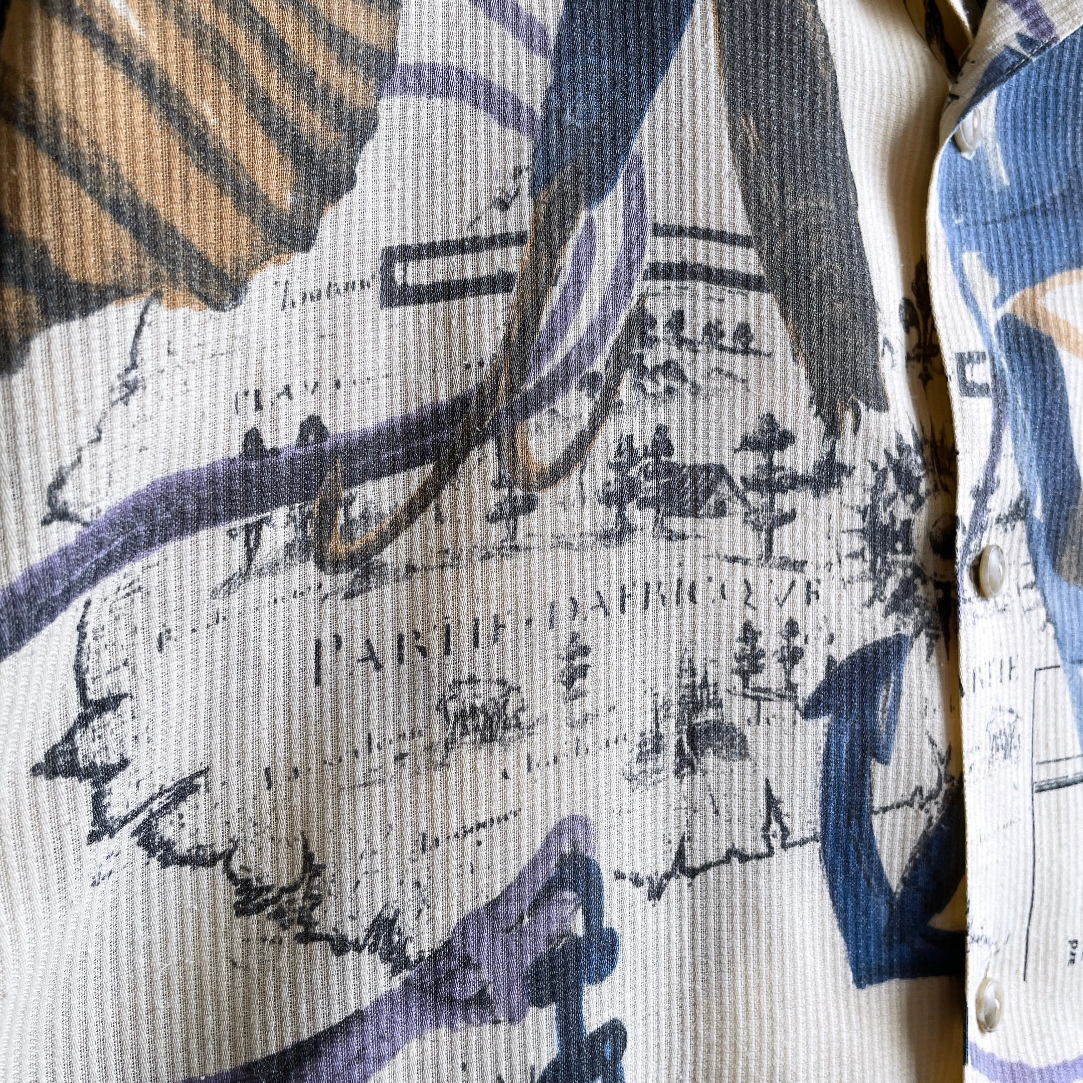 1990s Tropical Summer graphic printed vintage SS open collar shirt