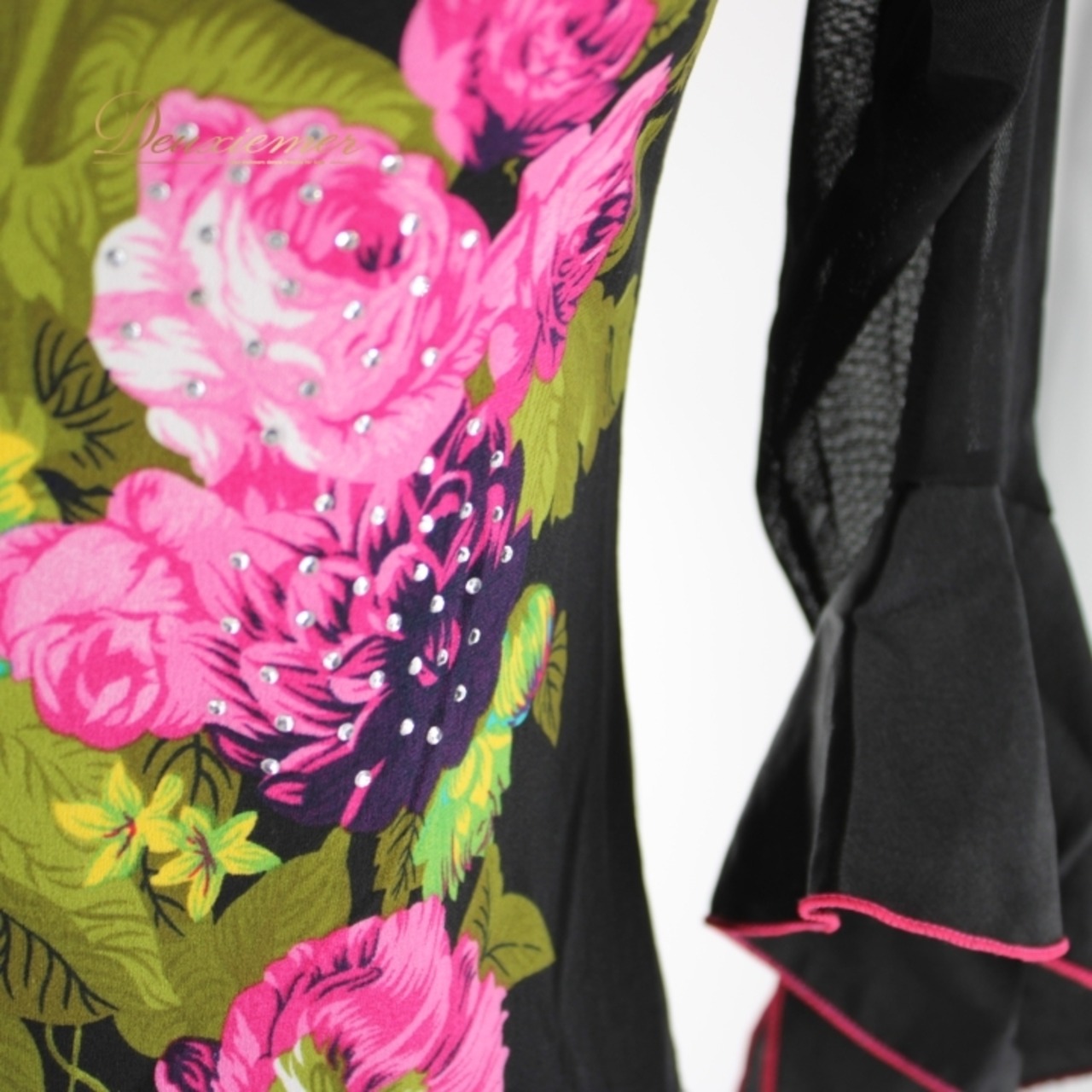 社交ダンス 衣装 スタンダード トップス レッスンウェア 練習着 SICO-PON 黒 ブラック系 グリーン系 ピンク系 緑 イエロー系 黄色 花柄 練習用 ダンスウェア 花柄トップス おしゃれ フェミニン 伸縮性 レディース かわいい デザイン トレンド 人気 スポーツウェア カジュアル ショート丈 ブラックフラワー ピンクフラワー グリーンフラワー メッシュ袖 高品質 ポリエステル素材 おすすめ 楽な着心地 パーティー用