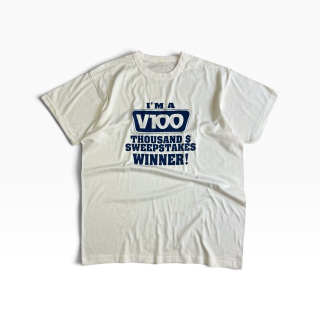 90s Good ”F” T-Shirt    ”I'M A V100（KDVV-FM）” 1000ドル懸賞当選者Ｔシャツ   グッドレギュラー ヘインズ フルーツ オニータ ラッセル