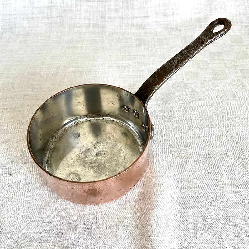 銅鍋 銅片手鍋 直径12cm 厚さ2mm フランス製 ソースパン 12KWdr2-3