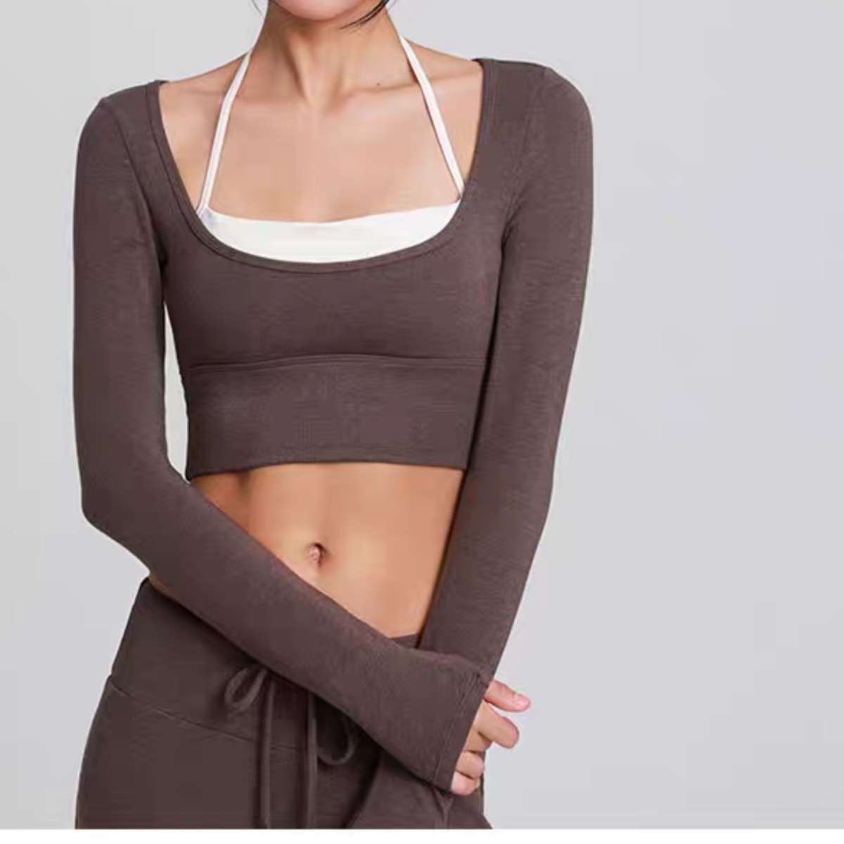 ソフトリブ スクエアネックトップス | ヨガウェア&フィットネスウェア