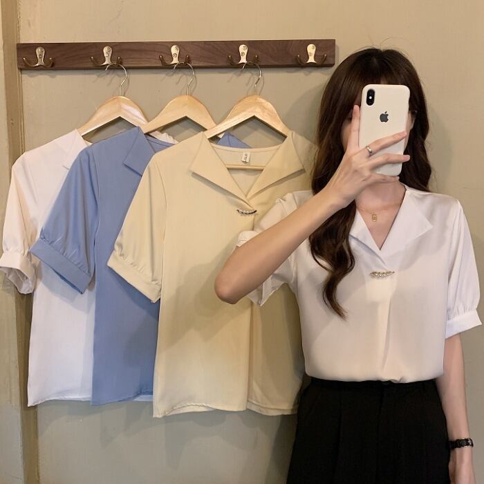 ホワイトシャツ スプリングサマー薄手トップス 春物 夏物 1号婦人9594220228